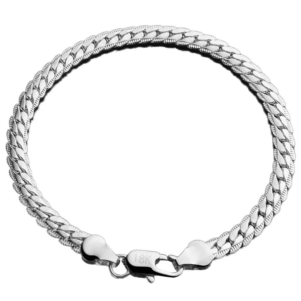 Pure Silver 925 Bracelets for Men 5mm Chain Link Bracelet & Bangles Wristband Costume Male Statement Jewelry Accessories Gifts