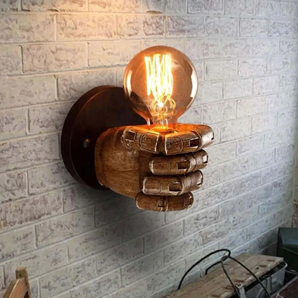 

E27 LED Creative Retro Antique Resin Fist Wall Lamp European Style Bar Restaurant Cafe Decorative Wall Light Left And Right Hand