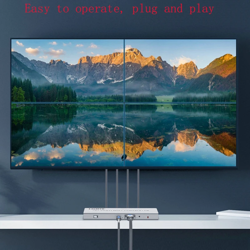 2x2 hdmi video wall controlador, hdmi & dvi entrada com rs232, 180 graus girar, suporte 2x2 1x2 1x3 1x4 2x1 3x1 4x1