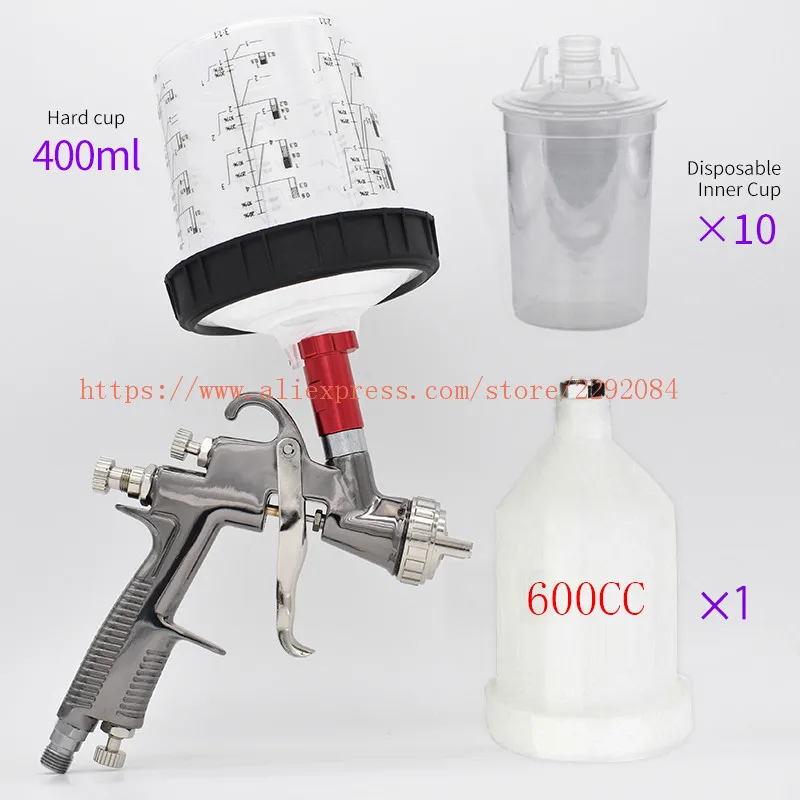 Professional Spray Gun K-400 LVMP 1.4mm 1.7mm 600cc No-Clean Tank Air Spray gun connector Suitable for automotive spraying