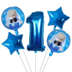 Juego de globos de dibujos animados Boss para bebé, suministros de helio para decoración de fiesta de cumpleaños, número azul de 30 pulgadas, 1, 2, 3, 4, 5 y 6, 5 unidades