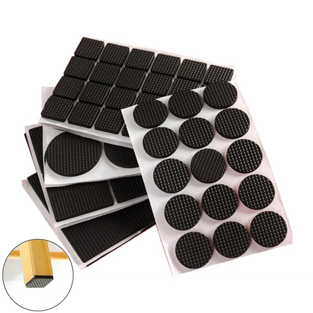 1/2/6/15/24PCS Anti Noisy Self-adhesive Furniture Leg Pads Anti-slip Rub Mat Soft Thickening Geometric Shape Floor Protector