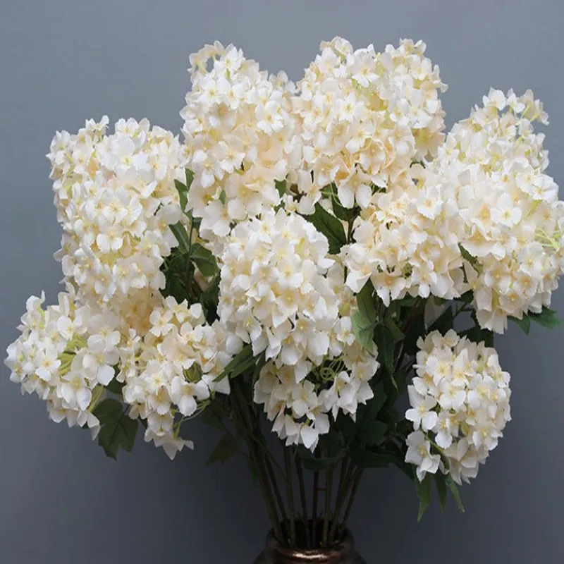 Three Branches One Piece Artificial Silk Flower Hydrangea Classical Design Bridal Bouquets For Wedding Decoration 10 PCS