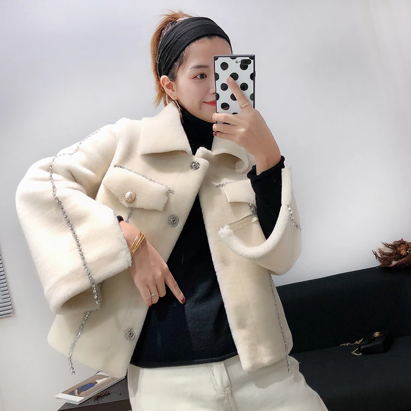 

Real Fur Coat Women Sheep Shearing Winter Coat Women 100% Wool Jacket for Womens Clothing 2020 Manteau Femme YY858