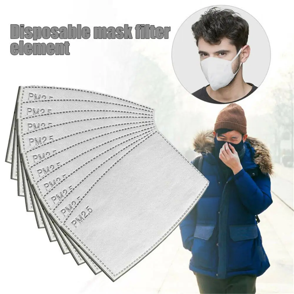 

10-500pcs/lot 5 Layers Non-woven PM2.5 Filter Mask Paper Activated Carbon Adult Masks Anti Dust Haze Mouth Mask Face Mask Filter