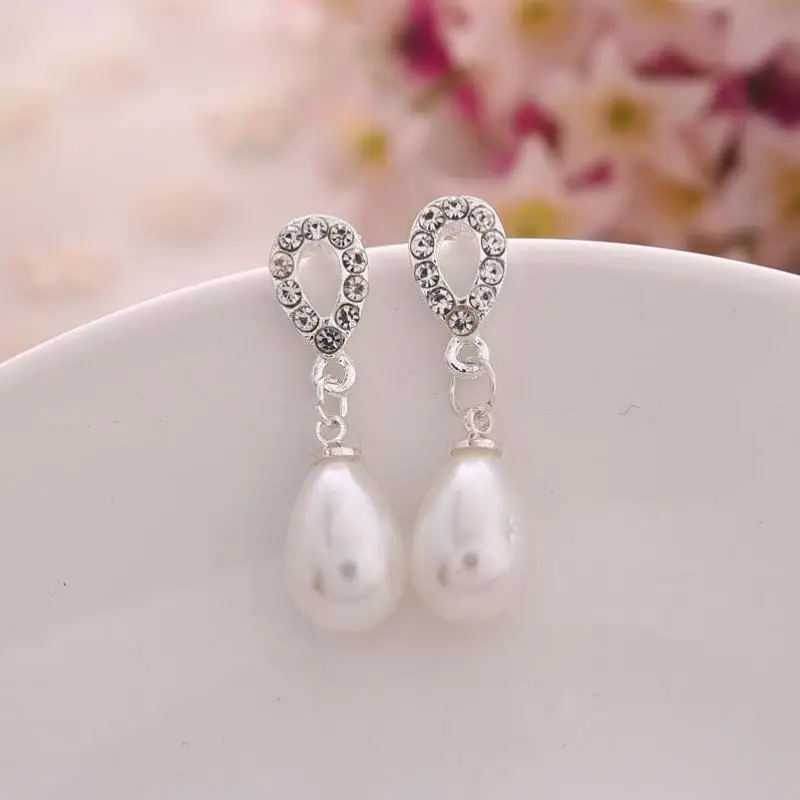 Factory Direct Selling Hot Drop Pearl Rhinestone Earrings Jewelry Wholesale With Round Pearl Long Earrings Wedding Jewelry