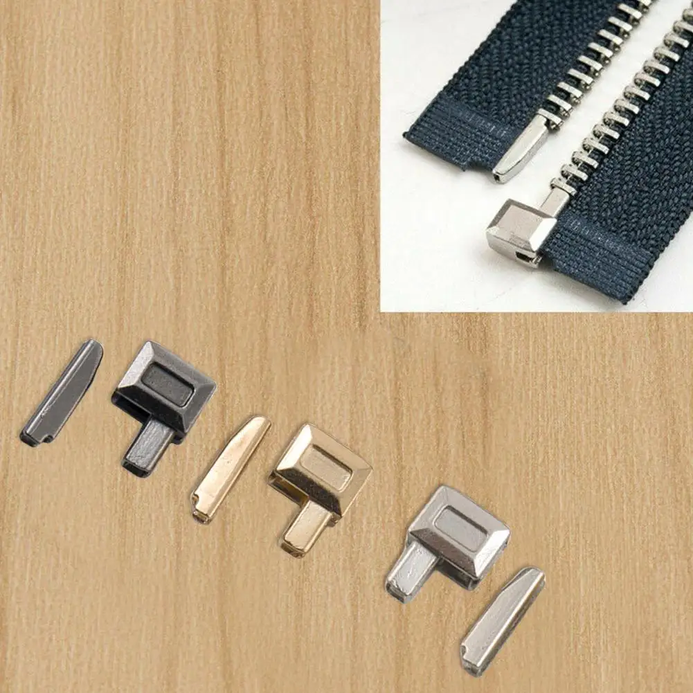 10 Pairs Alloy Repair Zipper Stopper Open End Zipper Stopper DIY Sewing Zipper Accessories For Clothes Black Silver Gold