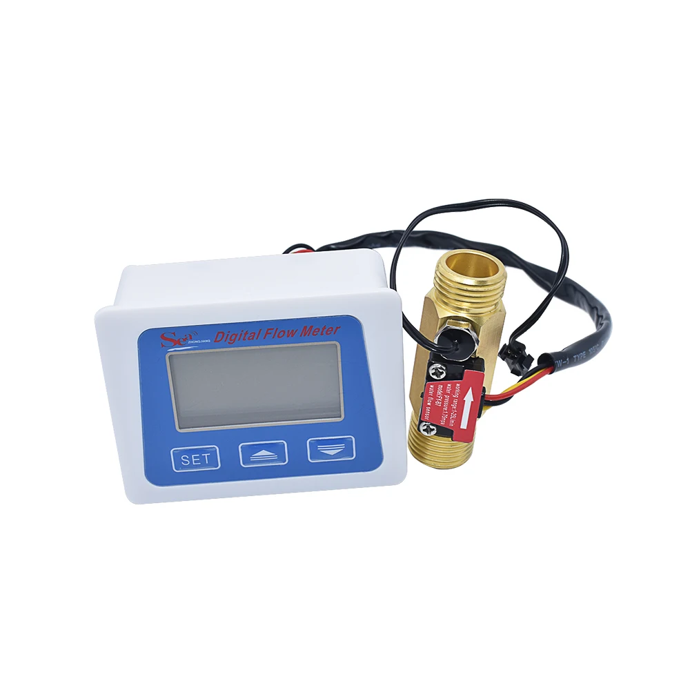 Digital LCD display Water flow sensor meter flowmeter totameter Temperature time record With G1/2 flow sensor