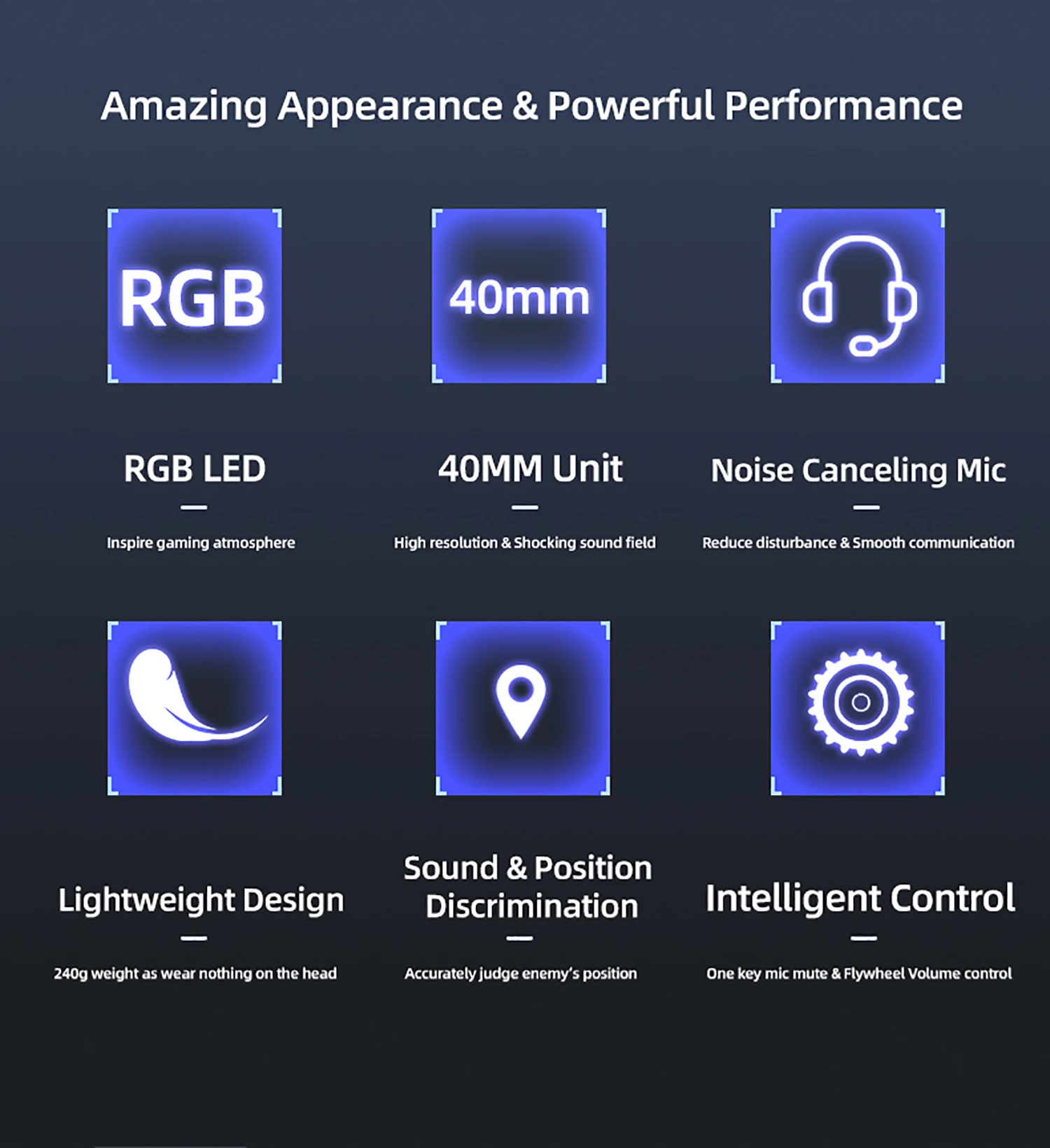 Professional Gaming retrátil All-Inclusive computador fone de ouvido, auriculares luminosos, redução de ruído e som líquido, GAE-G20