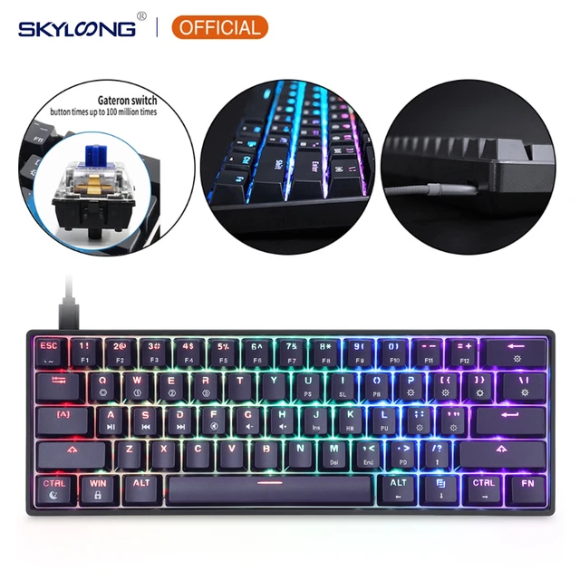 GK61 SK61 61 Key Mechanical Keyboard USB Wired LED Backlit Axis Gaming  Mechanical Keyboard Gateron Optical Switches For Desktop - AliExpress