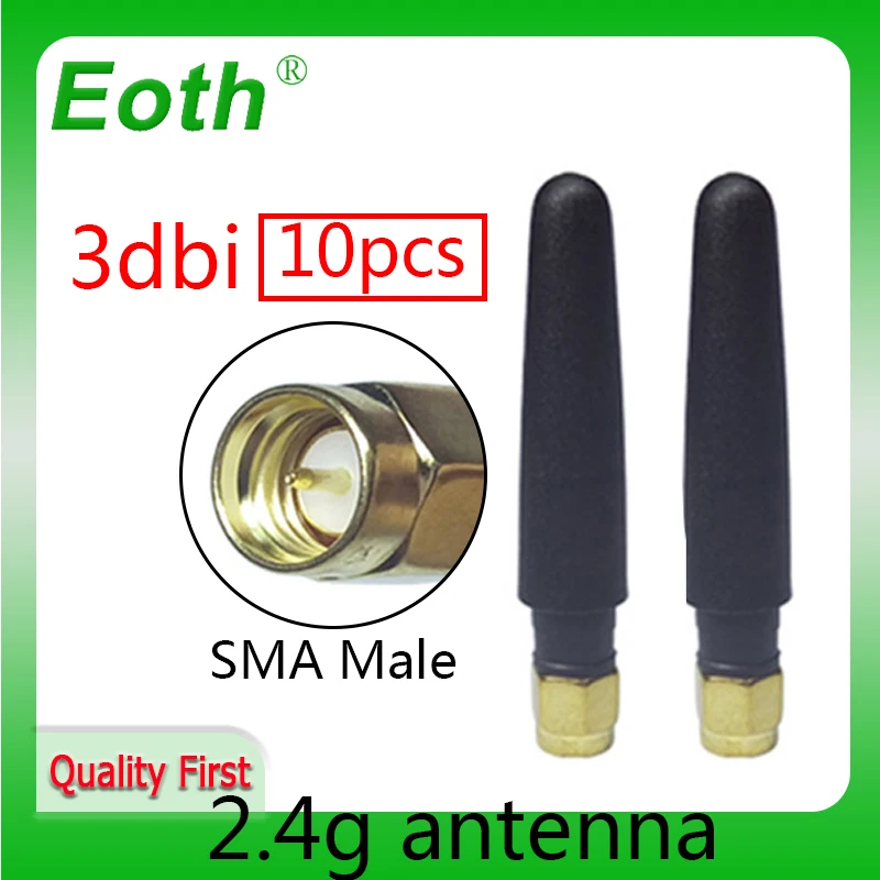 

EOTH 10pcs 2.4g antenna 3dbi sma male wlan wifi 2.4ghz antene pbx iot module router tp link signal receiver antena high gain