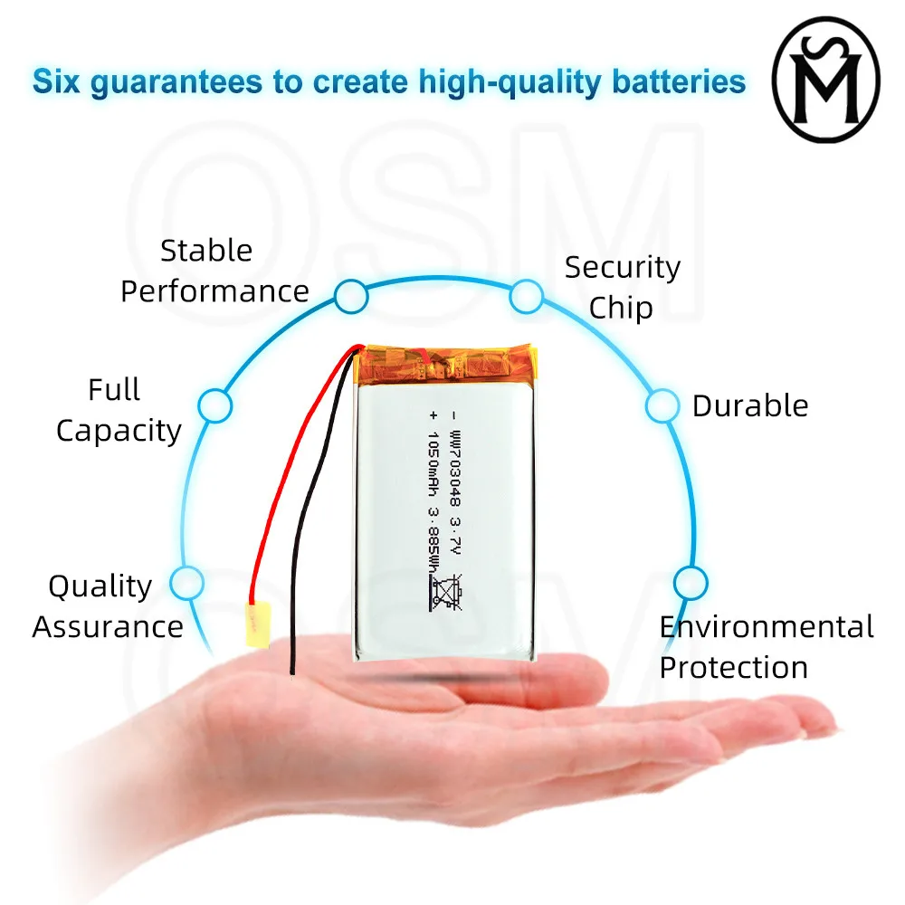 Osm 1or2or4 Pcs Polymeer Oplaadbare Batterij 703048 Model 1050-mAh Lange Leven Pak Voor Elektronische En Digitale Producten