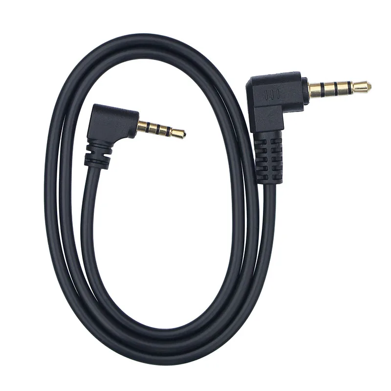 0.5m 1m 4 kutuplu Stereo 2.5mm için 3.5mm Jack 90 sağ açılı erkek erkek ses adaptörü kablo kordonu