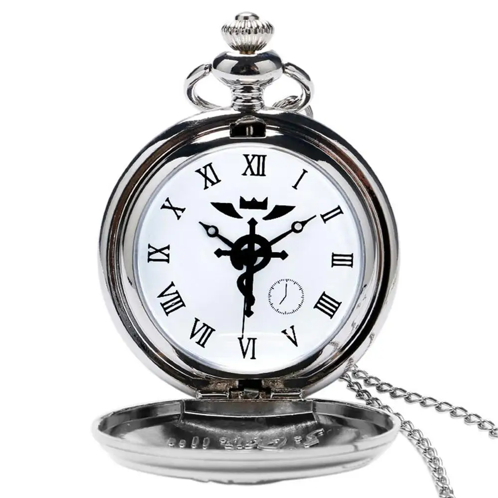 Meerdere Stijlen Fullmetal Alchemist Dull Poolse Zakhorloge Zilveren Ketting Hanger Mannen Quartz Horloges Luxe Kerstcadeaus