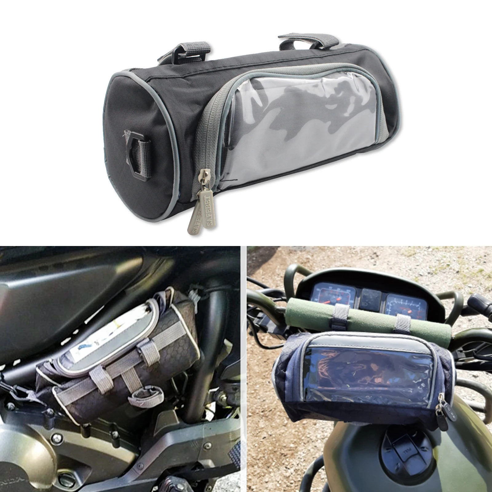 

Motorcycle Front Handlebar Storage Bag Waterproof Front Storage Container Portable Nylon Universal Pouch 2.5L