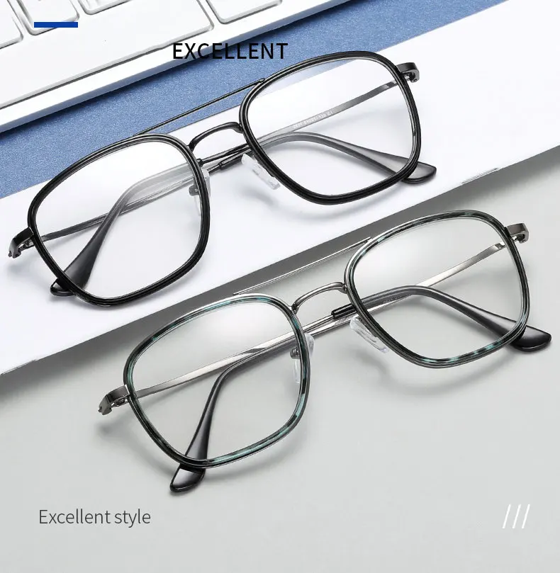 Legierung Gläser Rahmen Unisex Brille Vollrand Brillen Anti Blue Ray Frühling Scharniere Kurzsichtige Brillen Heißer Verkauf – Detail 1