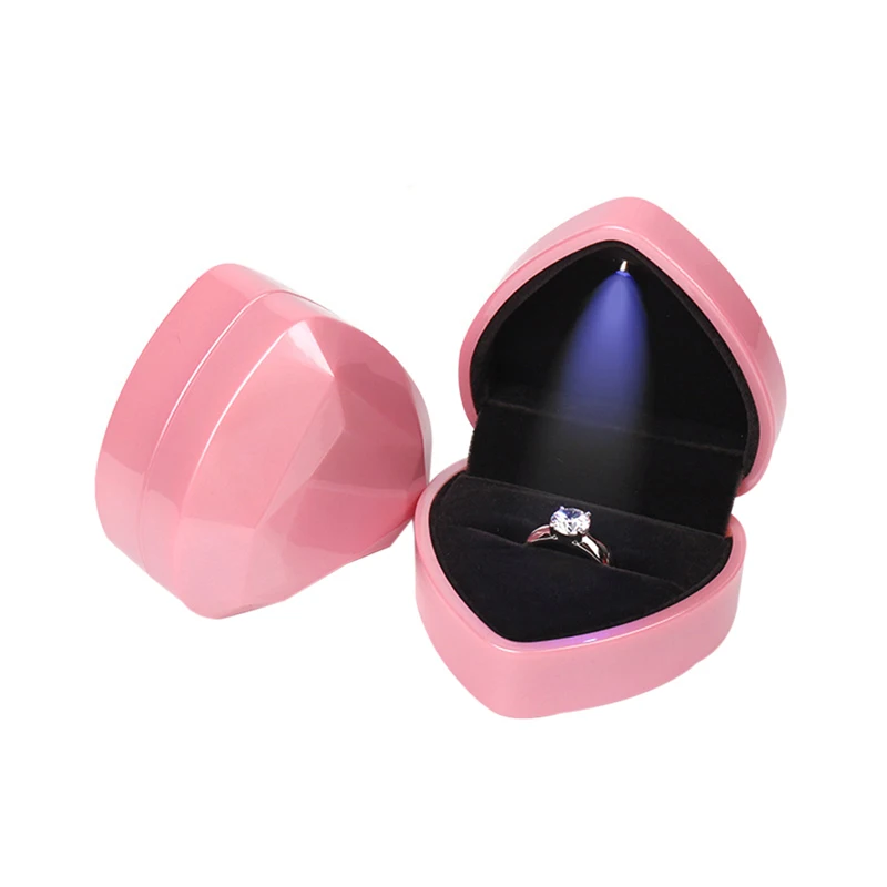 High Quality Jewelry Box With LED Light For Engagement Wedding Rings Box Festival Birthday Jewerly Ring Display Gift Boxes