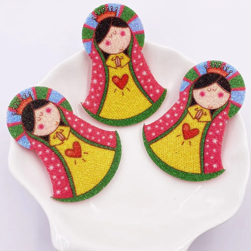 New Glitter Composite Gold Powder Cloth Rainbow Girl Patches Wedding Appliques Making Hairpin BOW DIY Craft XE59