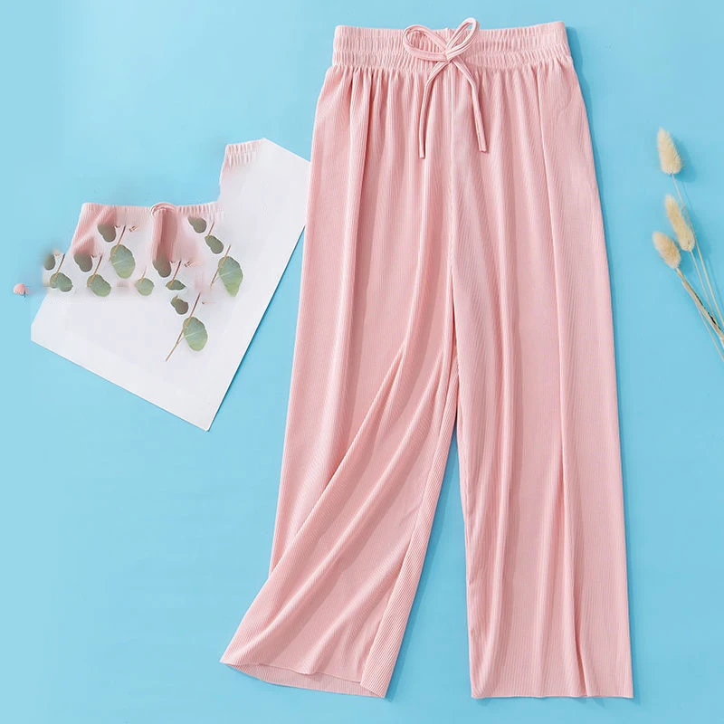 Girls Breathable Thin Wide-Leg Pants 2023 Summer Children\'s Loose High-Waist Ice Silk Casual Anti-Mosquito Pants