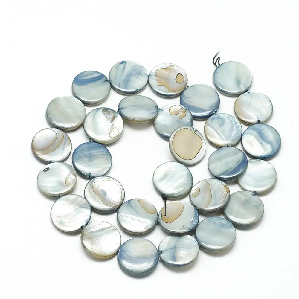 28pcs/strand Natural White Shell Beads Mother of Pearl Shell Beads Loose Flat Round Shell Chip Charms Beads For  Jewelry Making