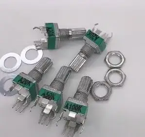 50PCS  RK097 097 Special audio amplifier high-precision potentiometer RK097G A10K A20K A50K A100K A500K  15MM  B200K