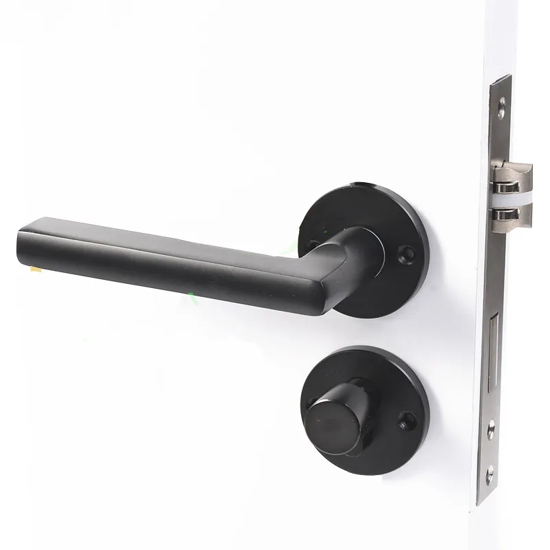 

Black space aluminum door handle Interior / Bedroom door lock Split Silent door lock ,Door hardware