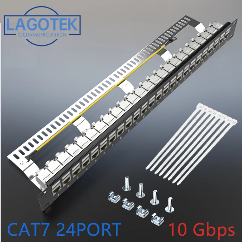 Cat7 panel krosowy 24port CAT7/CAT6a FTP Panel krosowy w pełni ekranowany w tym. 24x Cat7 z ekranem keystone adapter 1U 19 ''Cal