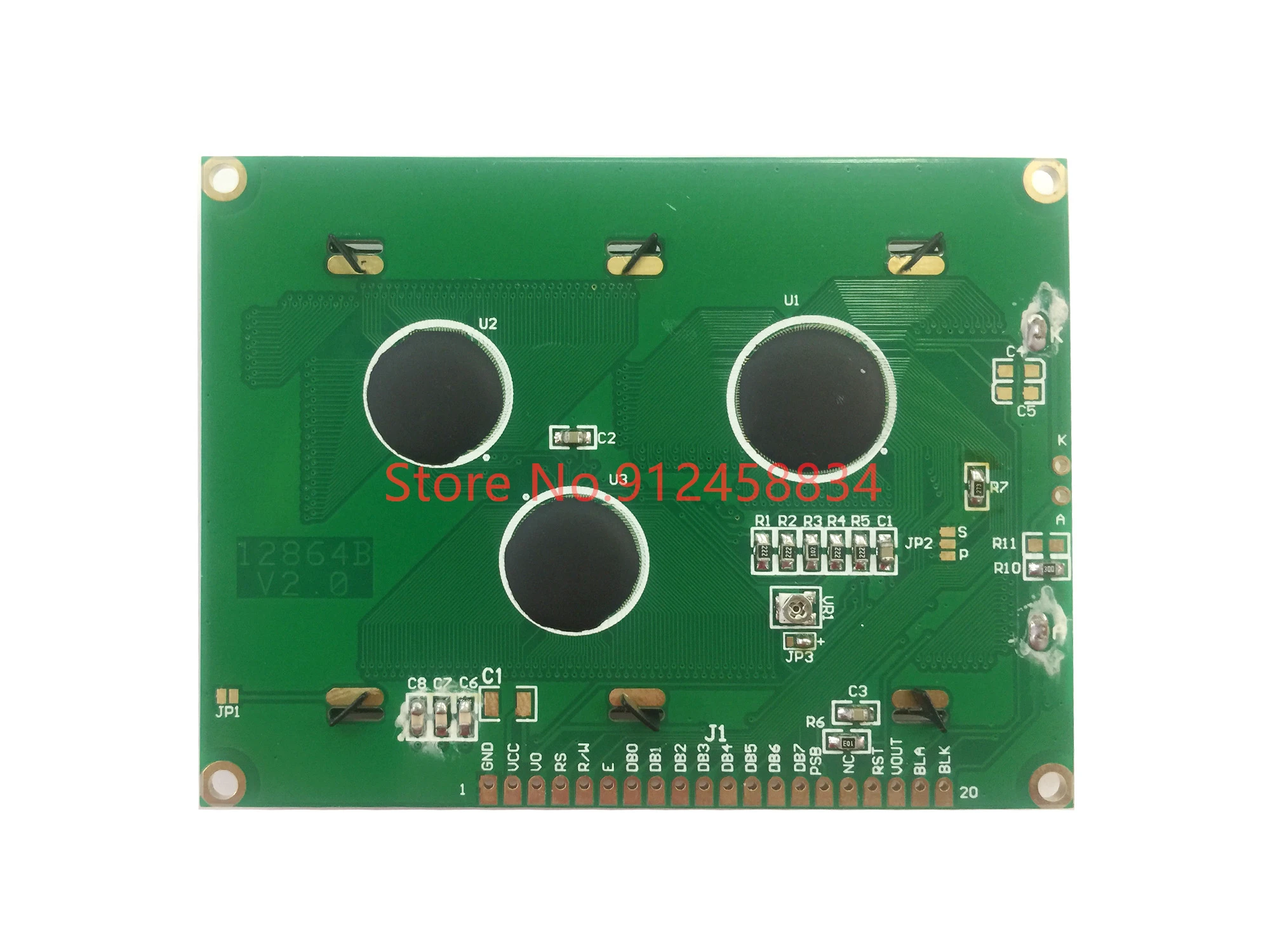 Módulo da exposição do LCD, 12864, ST7920, 93x70mm, SPI, 3.3V ou 5V