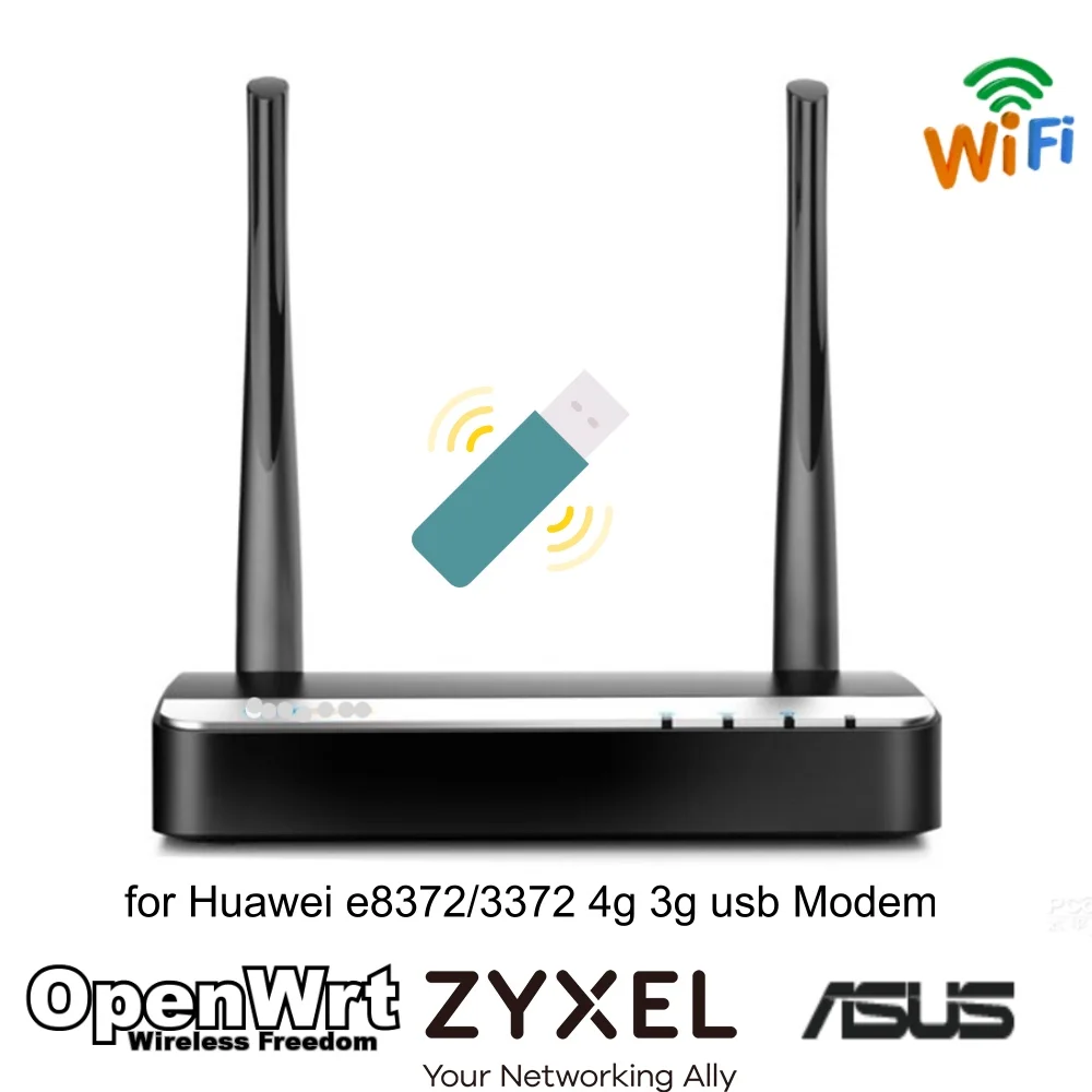 HUASIFEI-Roteador para Huawei E8372, Modem WiFi Repetidor, Suporte OPENWRT, DDWRT, Padavan, Keenetic, Omni II Firmware, e8372, 3G, 4G, 3G