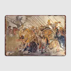 Battle Of Alexander The Great And Darius Iii Mosaic Poster Metal Plaque Garage Club Wall Decor Design Tin Sign Poster