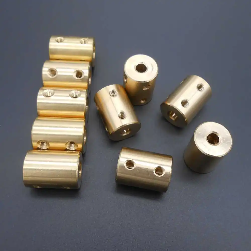 10Pcs L 22MM X Dia. 16MM Brass Shaft Motor Rigid Coupling Coupler 5MM 6MM 6.35MM 7MM 8MM 10MM With 4Pcs Hex Wrench Key Set Screw