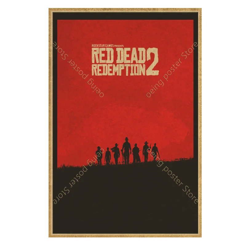 Red Dead Redemption 2 Game Poster Home Decor 40x60cm Retro Big KraftpaperStyle Wall Posters Vintage Internet Cafe Bar Decoration