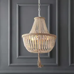 American Country Style Vintage Solid Wood beads France Rusted Chandeliers For Kitchen Ceiling Pendant Lamp For Living Room