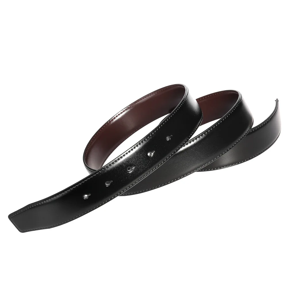 3.4cm Wide Double-sided Cow Reversible Leather Pin Buckle Belt Without Buckle For Men Personality Men Belt With Holes