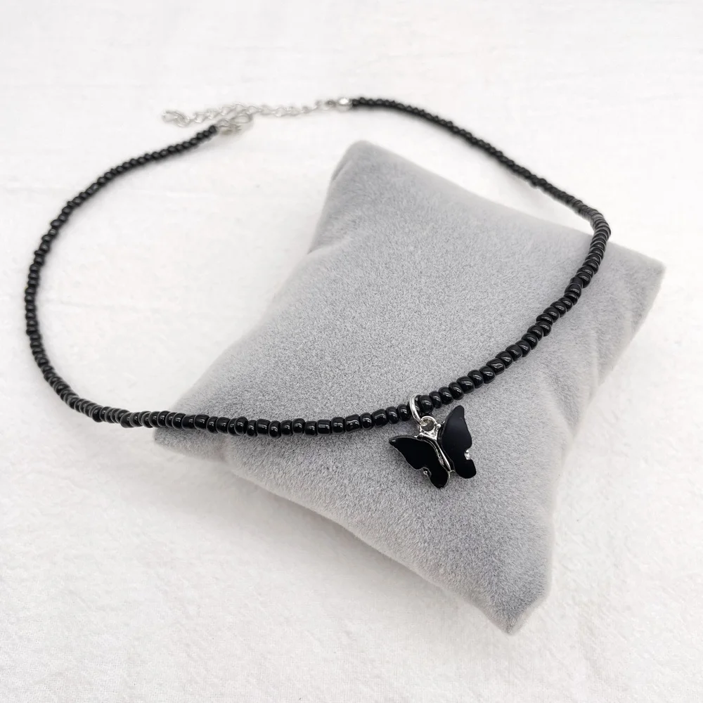 2021 New Cut Butterfly Pendant Necklace For Women Girls Boho Seed Beads Strand Women Necklace Jewelry For Vacation Beach Gift