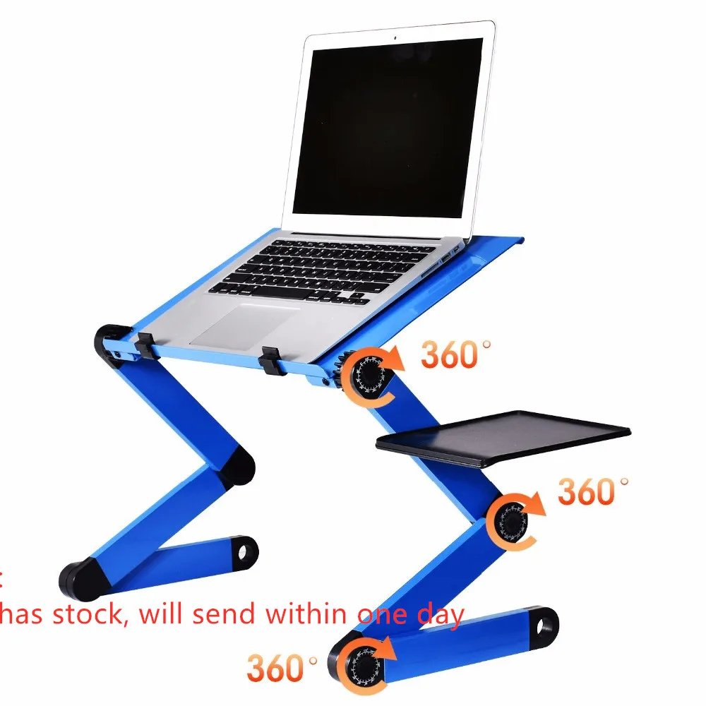 Plateau de lit réglable en alliage d'aluminium Table d'ordinateur Portable, bureau d'ordinateur pliable Portable pour dortoir d'étudiants Table d'ordinateur Portable