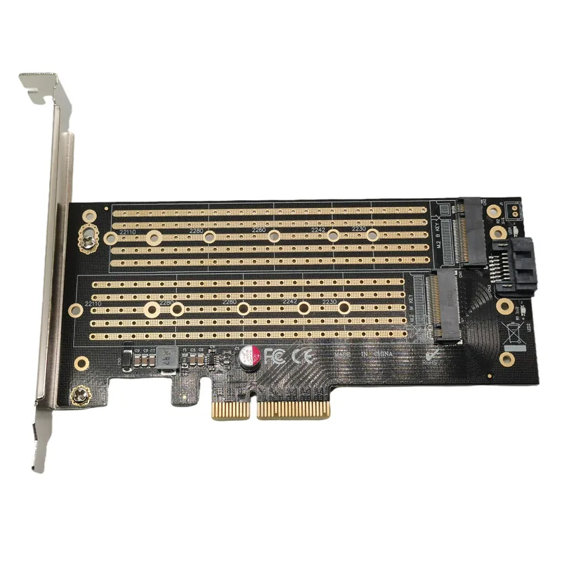 Адаптер M.2 PCIE для SATA или PCI E NVMe SSD M.2 SSD M Key B Key to PCI-E x 4, плата расширения контроллера хоста