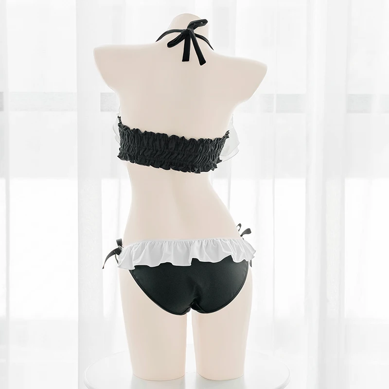 AniLV Anime Lolita Girl Beach Bikini Swimsuit Costume Women Kawaii Sexy Chiffon Ruffle Pajamas Unifrom Lingerie Cosplay