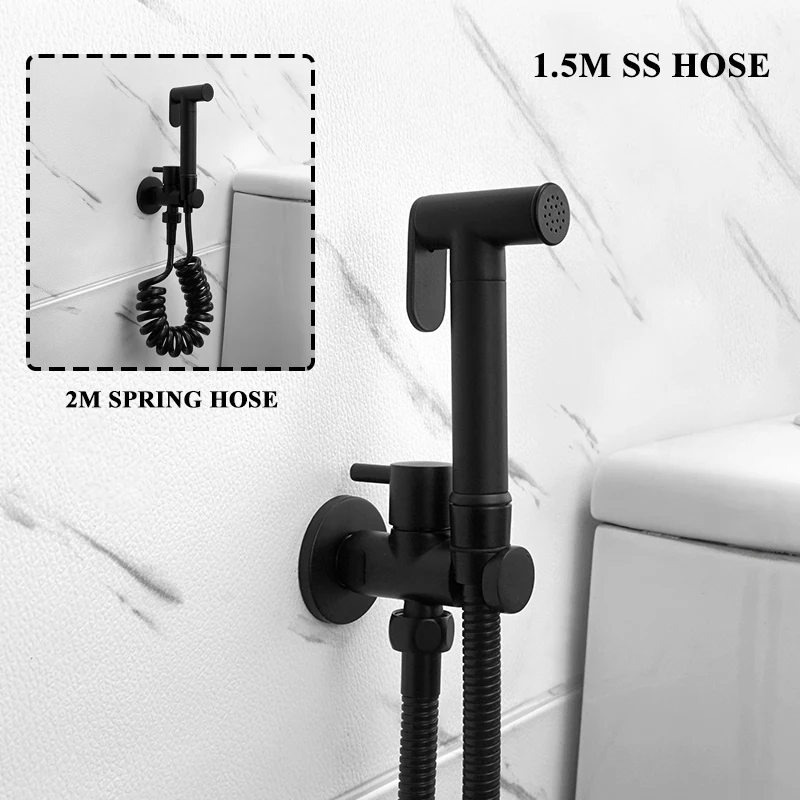 

Handheld Bidet Spray Shower Set G1/2 Connection Wall Mounted Toilet Shattaf Sprayer Cold Douche Kit Bathroom Bidet Faucet Black