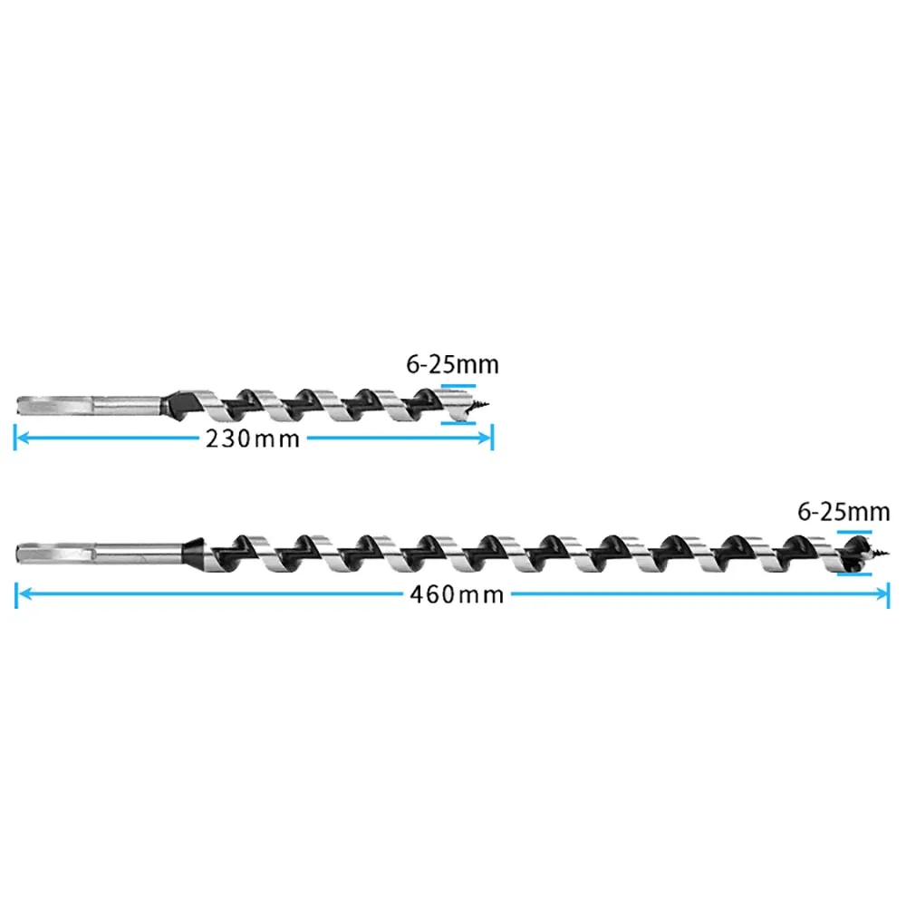 6-25mm Wood Auger Hex Shank Twist Drill Bit Long 230-460mm High-Carbon Steel 6x230 8x230 10x230 12x230 14x230 16x230 18x230