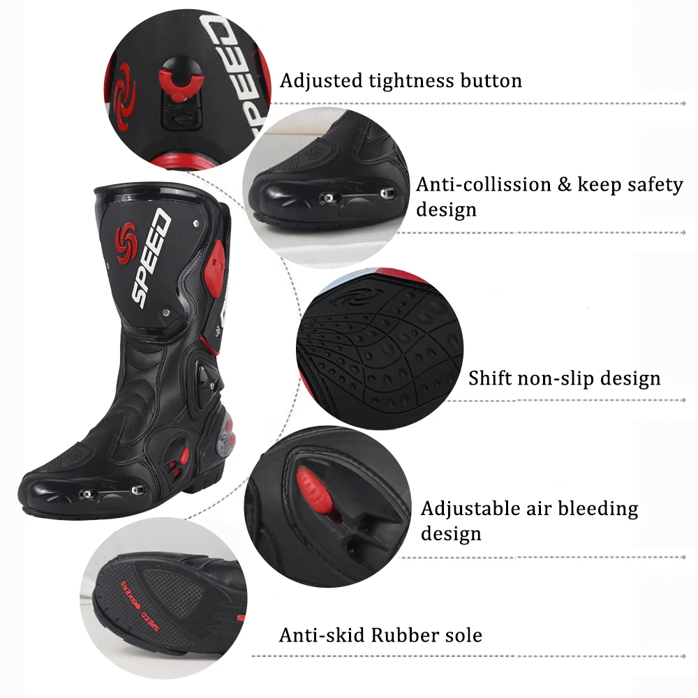 Motorcycle Boots Men Women Riding Mid-Calf Ankle Protective Shoes Moto Motorbike Equipment Racing Long Boot B1001