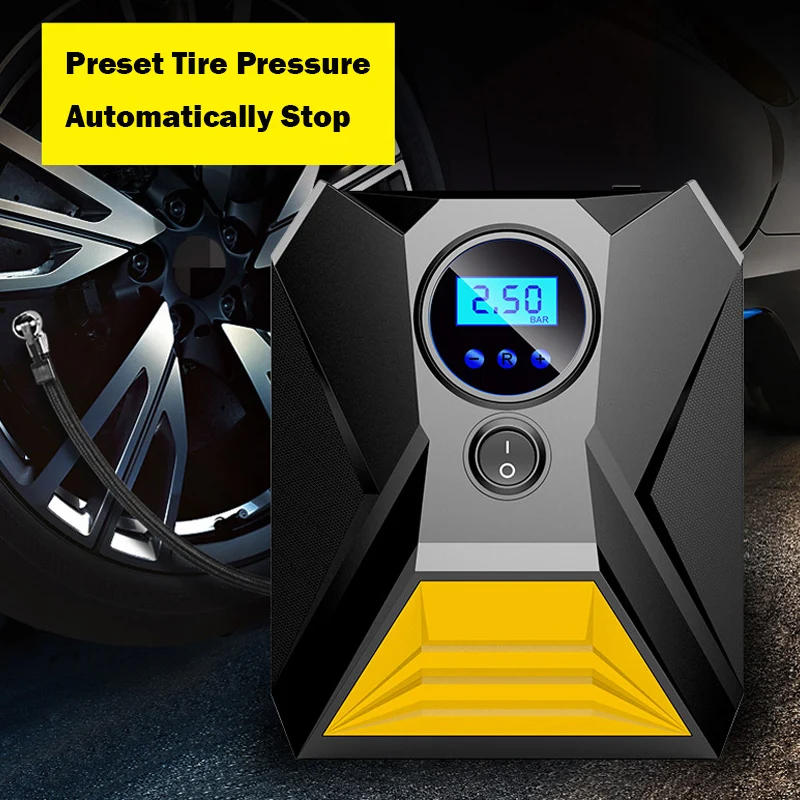 EAFC 12V Car Inflatable Pump150PSI Portable Electric Tire Inflator Digital/Pointer Air Compressor Pump with LED Light