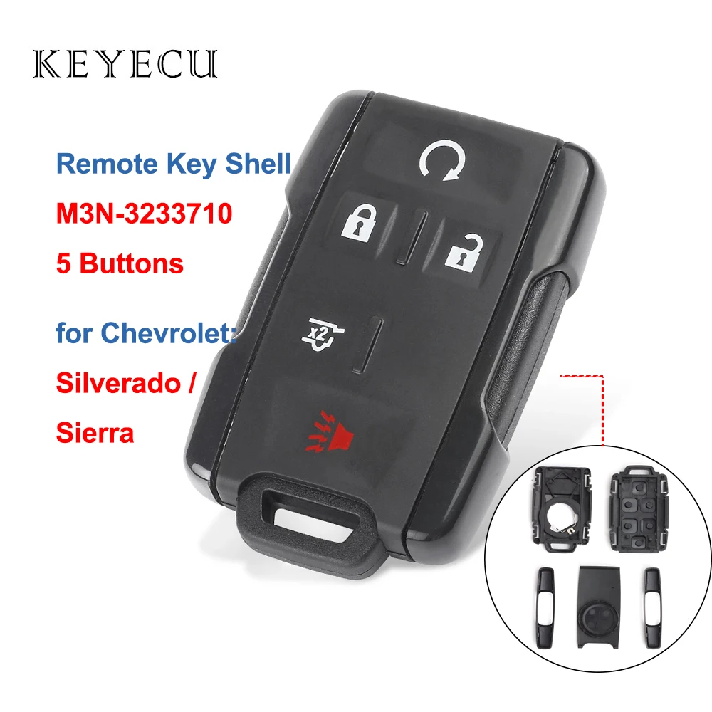 

Keyecu Remote Car Key Shell Case with 5 Buttons for Chevrolet Silverado 1500 2500 3500 HD GMC Sierra 2015 FCC: M3N-3233710