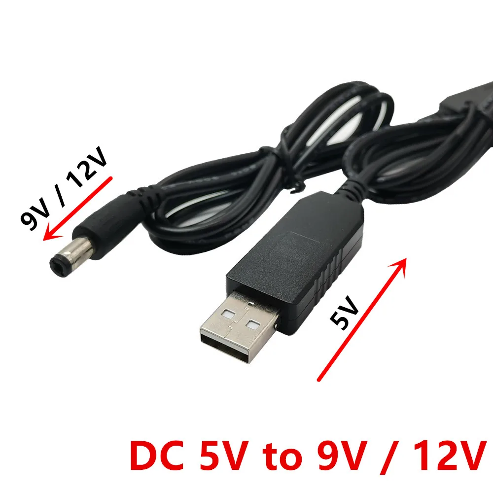 USB to DC 5.5x2.1mm Power Boost line USB 5V to DC 9V / 12V Step UP Module USB Converter Adapter Cable 5.5x2.5mm Plug 1M