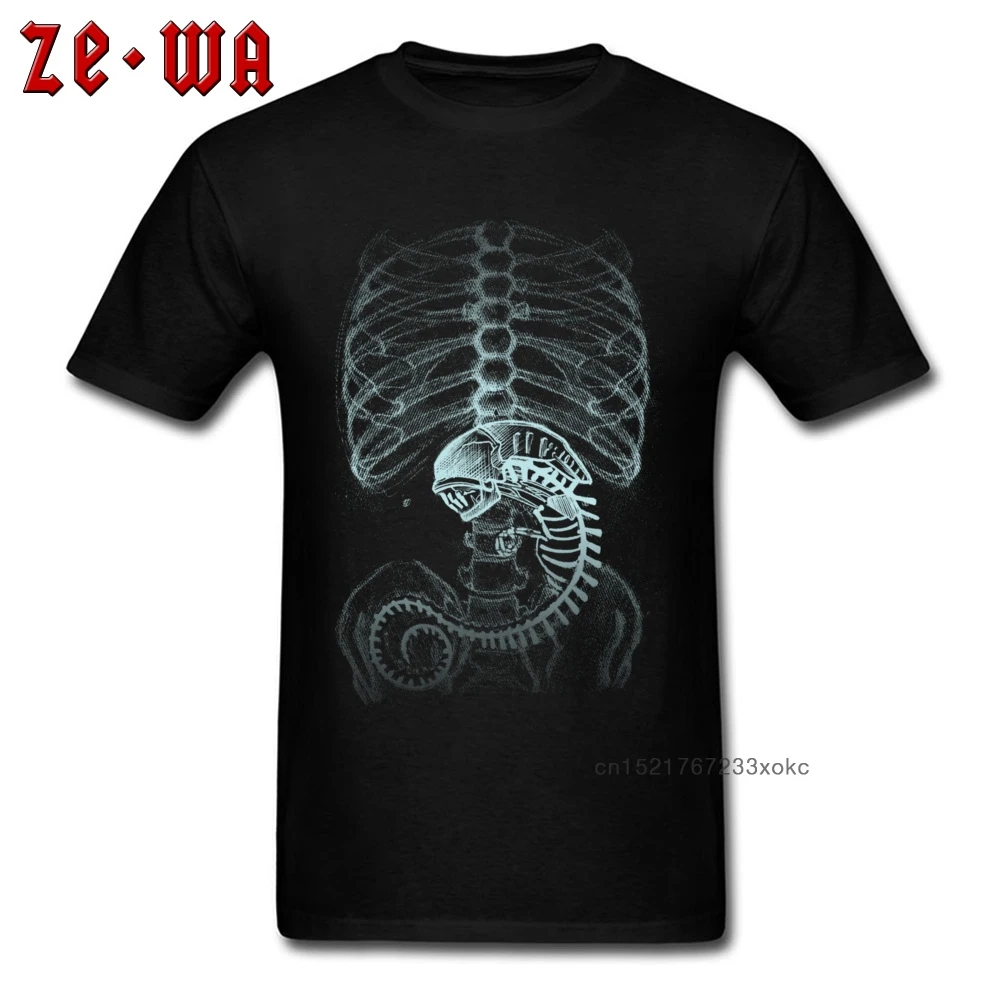 Creepy Alien Clothes Men T-Shirt Plus Size Men\'s T Shirt Male TShirts Camiseta Tshirt 3XL XS Tee Shirt Homme Summer Funky X-ray