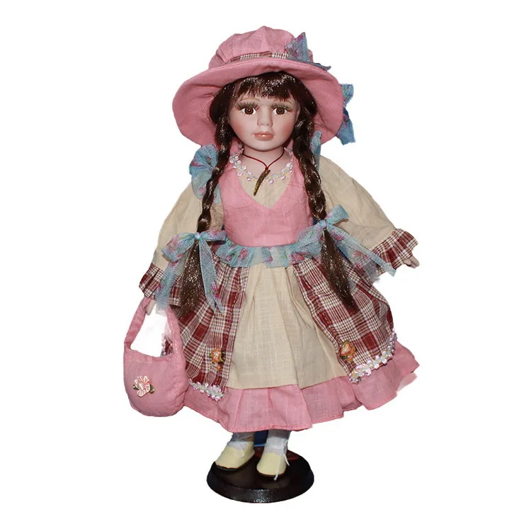 40cm Country porcelain leisure Rural girl doll ceramic doll style home decoration