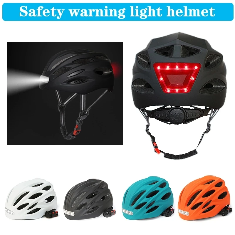 Cycling Bicycle Helmet MTB Road Bikes Helmets Integrally-mold With Light LED Lighting Reflective EPS+PC Outdoor Riding Sport Cap