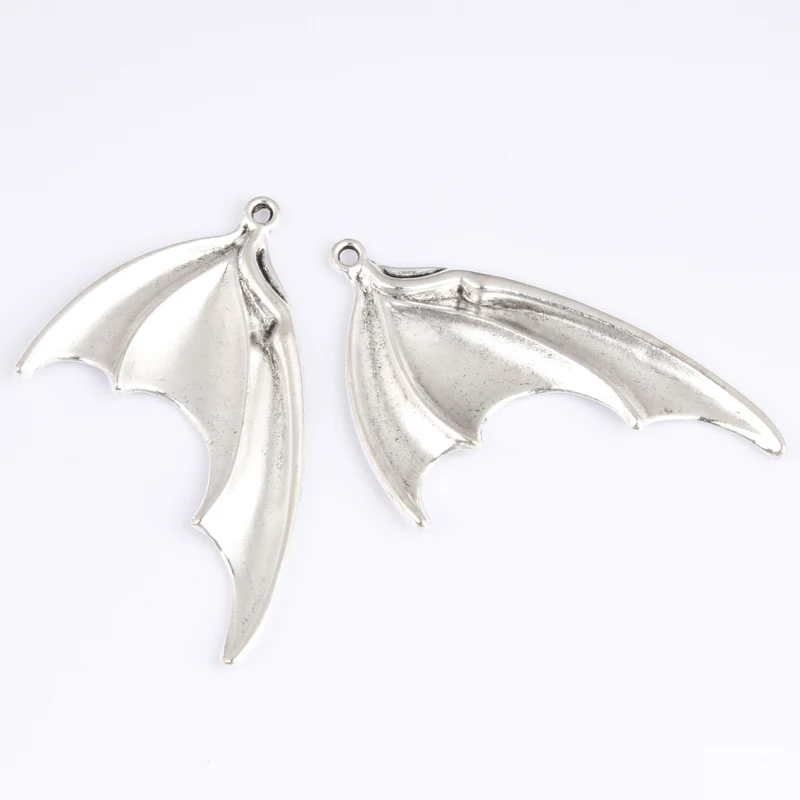 10pcs Silver Color 53x31mm Bat Wings Charms Wing Pendant Halloween Gifts For DIY Handmade Gothic Punk Jewelry Making Accessorie