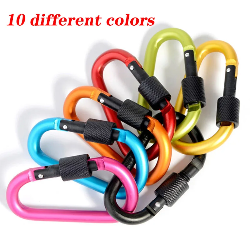 1Pcs Carabiner Climbing 77mm Locking Type D Quick Draw Carabiner Buckle Hanging Hard Aluminum Nut Backpack Accessories Tools