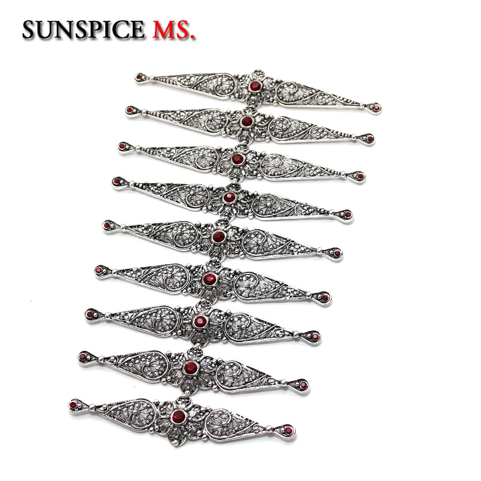 Sunspicems Chic Caucasus Breastplate Turks Bride Wedding Jewelry Traditional Clothing Crystal  Accessories Sewing Metal Buckle